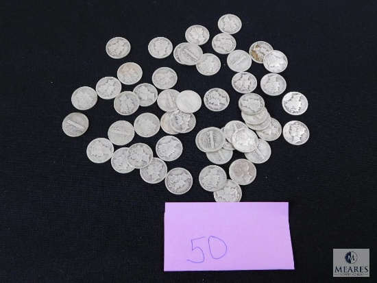 Group of (50) mixed Mercury dimes