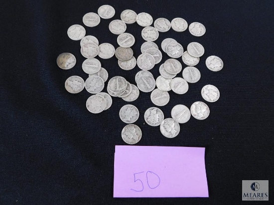 Group of (50) mixed Mercury dimes