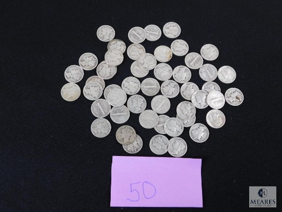 Group of (50) mixed Mercury dimes