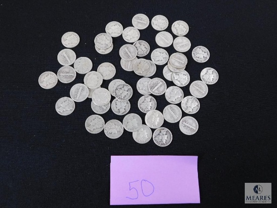 Group of (50) mixed Mercury dimes