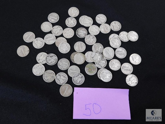 Group of (50) mixed Mercury dimes