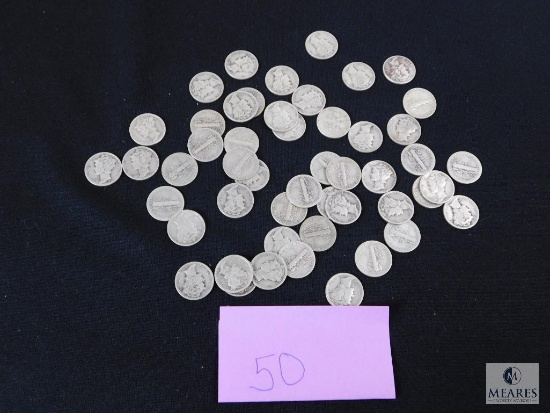 Group of (50) mixed Mercury dimes