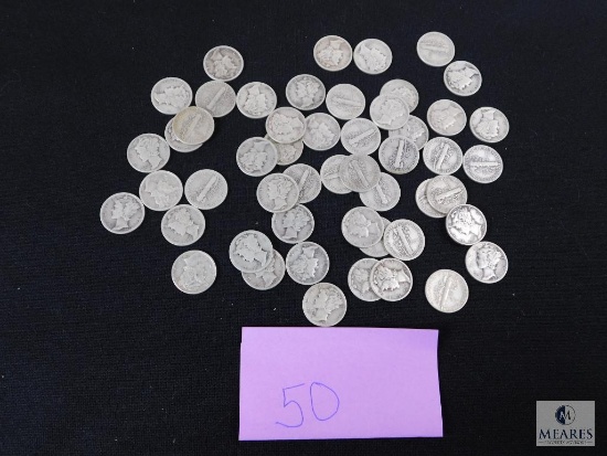 Group of (50) mixed Mercury dimes