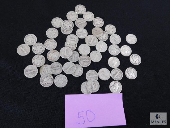 Group of (50) mixed Mercury dimes