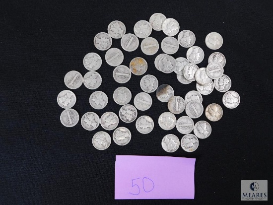 Group of (50) mixed Mercury dimes