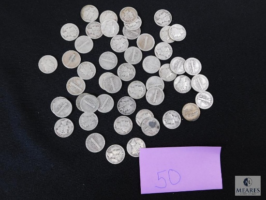 Group of (50) mixed Mercury dimes