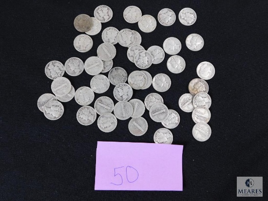 Group of (50) mixed Mercury dimes