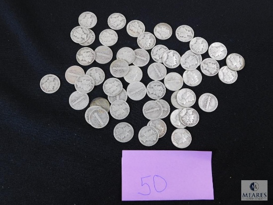 Group of (50) mixed Mercury dimes