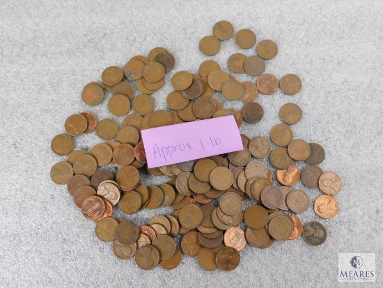 Approximately 1 pound of mixed Lincolns cents