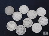(9) Barber quarters and (1) Seated Liberty quarter