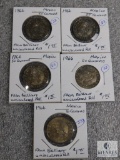 Lot of 5 - 1966 BU Mexico 50-centavos coins
