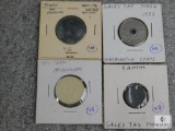 Lot of 4 - sales tax tokens