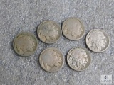 Lot of (6) mixed Buffalo nickels