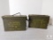 Lot of 2 Small Metal Military Ammo Cans.