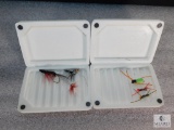 Lot of 2 Morell Styrofoam Tackle Boxes with Assorted Size Fly-Fishing Lures