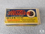 1 Box of Western 38 Smith & Wesson Center Fire Lubaloy Cartridges. Approx. 50.