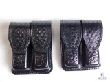 2 New Hunter leather double magazine pouch fits Colt 1911 and similar auto magazines