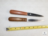 Lot of 2 Handmade Fixed Blade Knives w/ Wood Handles