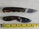 Lot 2 Handmade Fixed Blade Knives w/ Wood Handles
