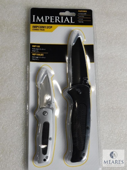 New Imperial Schrade 2 Knife Tactical Folder Set w/ Belt Clips