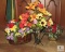Lot of 3 Artificial Flowers with Holder, Vase, and Basket