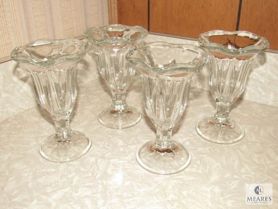 Lot of 4 Clear Ice Cream Parlor Style Sundae Cups