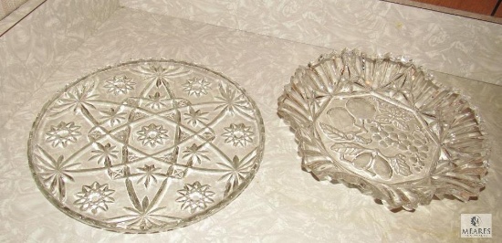 Lot of 2 Crystal Serving Dishes, Serving Trays, Serveware