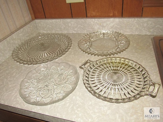 Lot of 4 Crystal Serving Dishes, Serving Trays, Serveware
