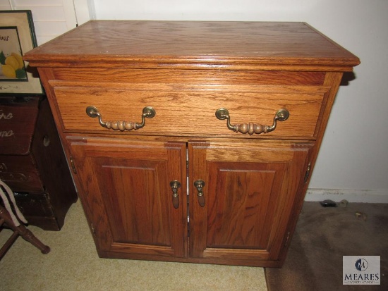 Rolling Wooden Microwave Cart Contents Included: Placemats, Clear Jars, etc.