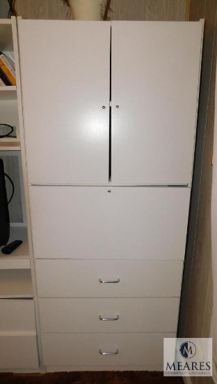 White 4-Drawer Shelf with Double Doors