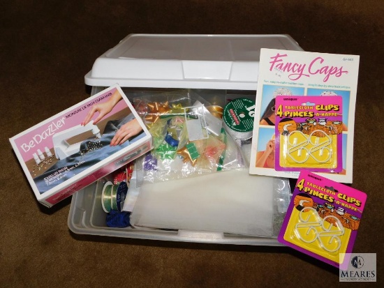 Large Lot of Arts and Crafts Supplies, Sand Bags, Ribbon, Bedazzler, Tulle