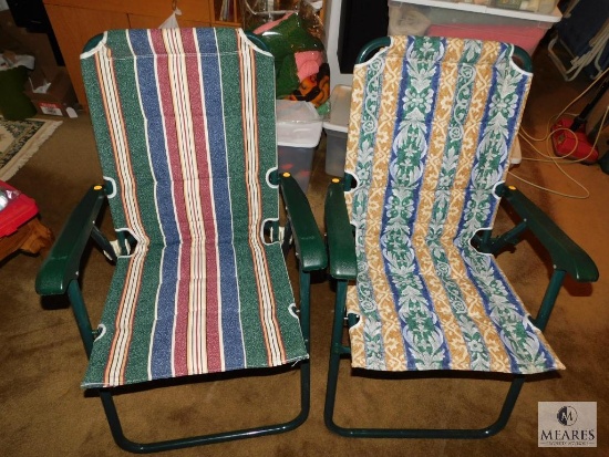 Lot of 2 Cloth, Padded, Folding Chairs, Porch Chairs, Pool Chairs, Beach Chairs