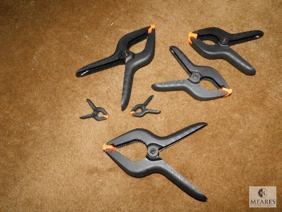 Lot of Various Size Plastic Spring Clamps, Tool Clamps