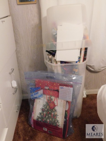 Lot of Assorted Wrapping Paper, Bags, and Ribbon