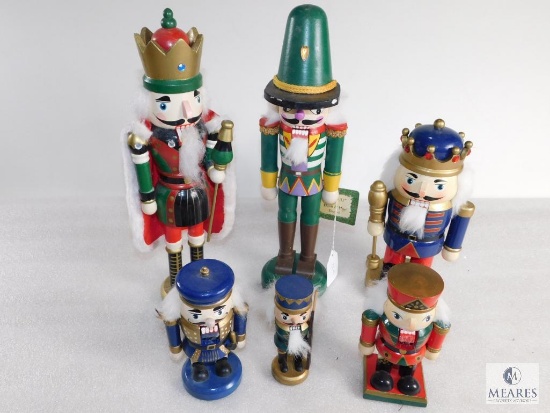 Lot of Assorted Wooden Nutcrackers in Various Sizes and Styles
