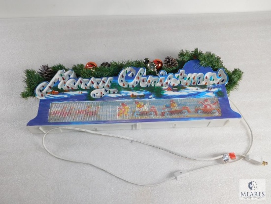 Light Up Musical Antique Merry Christmas Sign Decoration