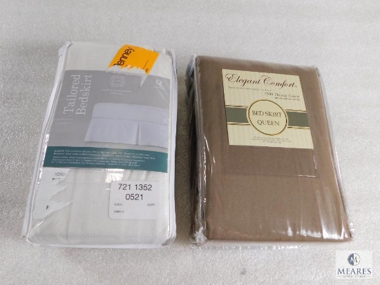 Lot 2 New Queen Size Bed Skirts 1 Brown & 1 Beige