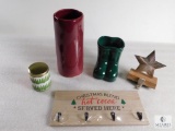 Lot of Miscellaneous Christmas Items: Stocking Hangers, Santa's Boots, Candles, etc