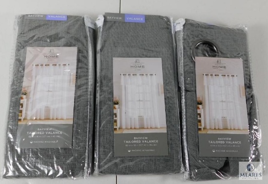Lot 3 New Bayview Tailored Valance Curtains 50"x 18" ea in Steeple Gray
