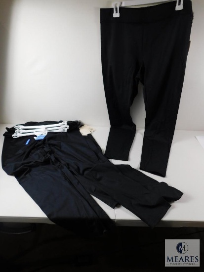 Lot 4 New Ladies Black Yoga Style Pants Stretch Waist Polyester & Spandex All Size Large L