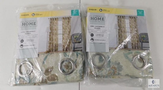 Lot 2 New Bismarck Grommet Curtain Panels 50"x 63" Seamist Multi