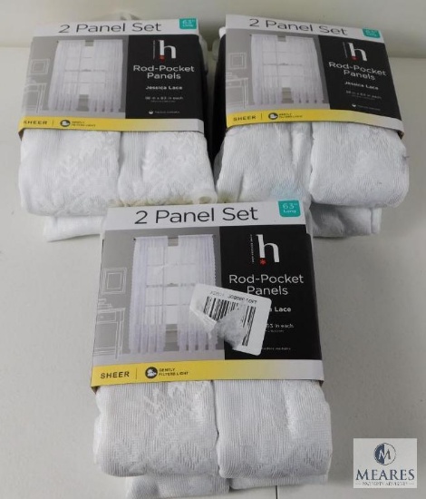 Lot 6 New Rod Pocket Curtain Panels White Lace 58"x 63" ea 3 - 2 packs