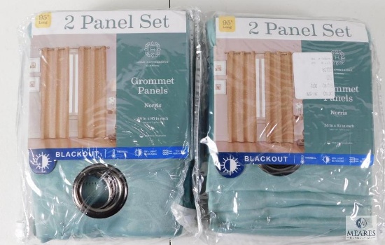 Lot 2 New 2-panel Grommet Curtains 38"x 95" each in Abyss Green Aqua