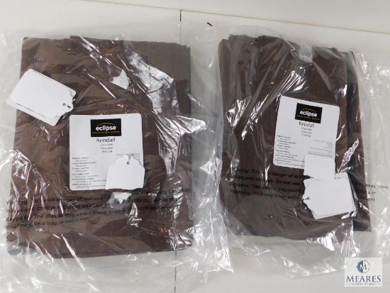 Lot 2 New Eclipse Rod Pocket Curtain Panels Chocolate 42"x 63" each
