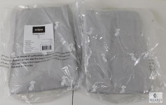 Lot 2 New Eclipse Puppy Love Rod Pocket Curtain Panels 42" x 84" each