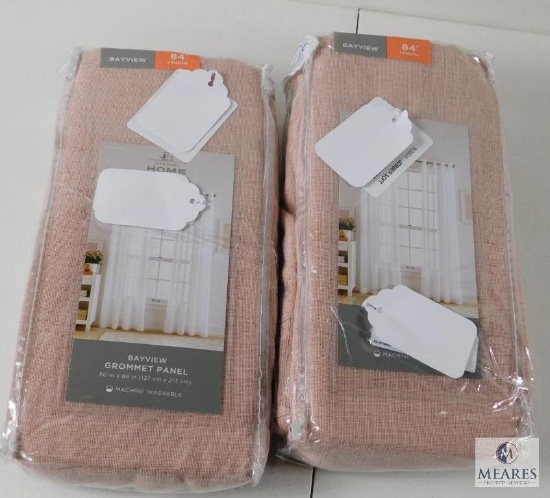 Lot 2 New Bayview Grommet Panels in Sheer Rosewater 50" x 84" each