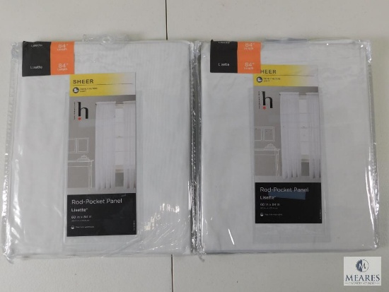 Lot 2 New Lisette Sheer Rod Pocket Curtain Panels White 60"x84" each