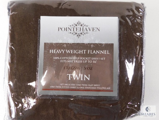 New Pointehaven Heavy Weight Flannel Twin Size Sheet Set Flat & Fitted Sheets + Pillowcase