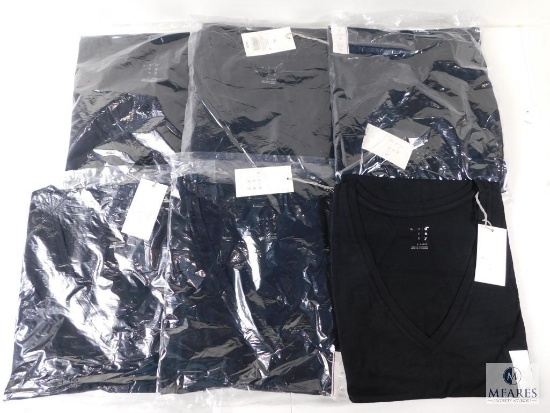 Lot 6 New andeawy V-Neck Ladies Black Short Sleeve T-shirts all Size XL X-Large