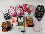 Lot New assorted Pairs of Socks Fuzzy Ladies, Halloween, American Flag, & Dad Socks